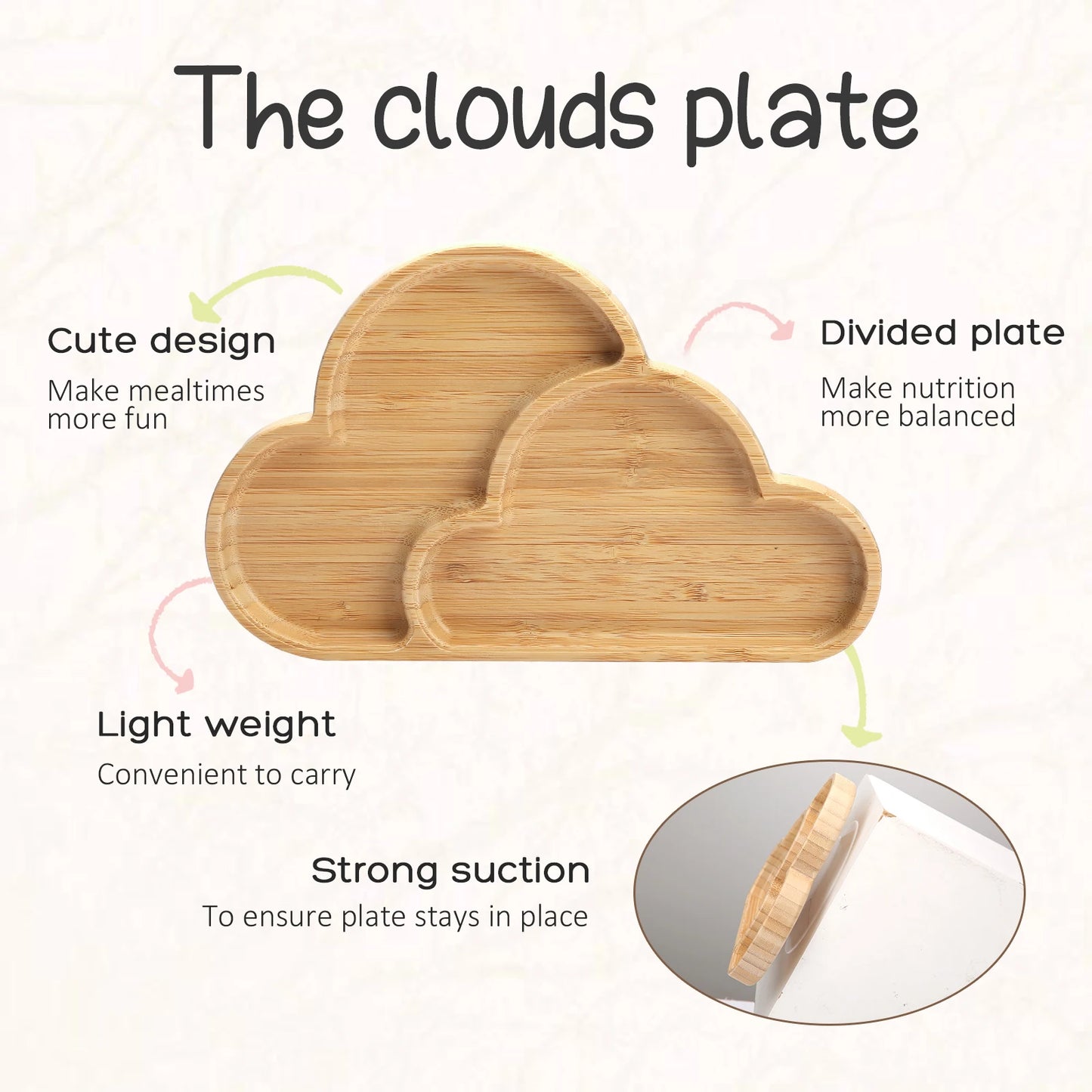 Children's wooden plate with silicone suction cup