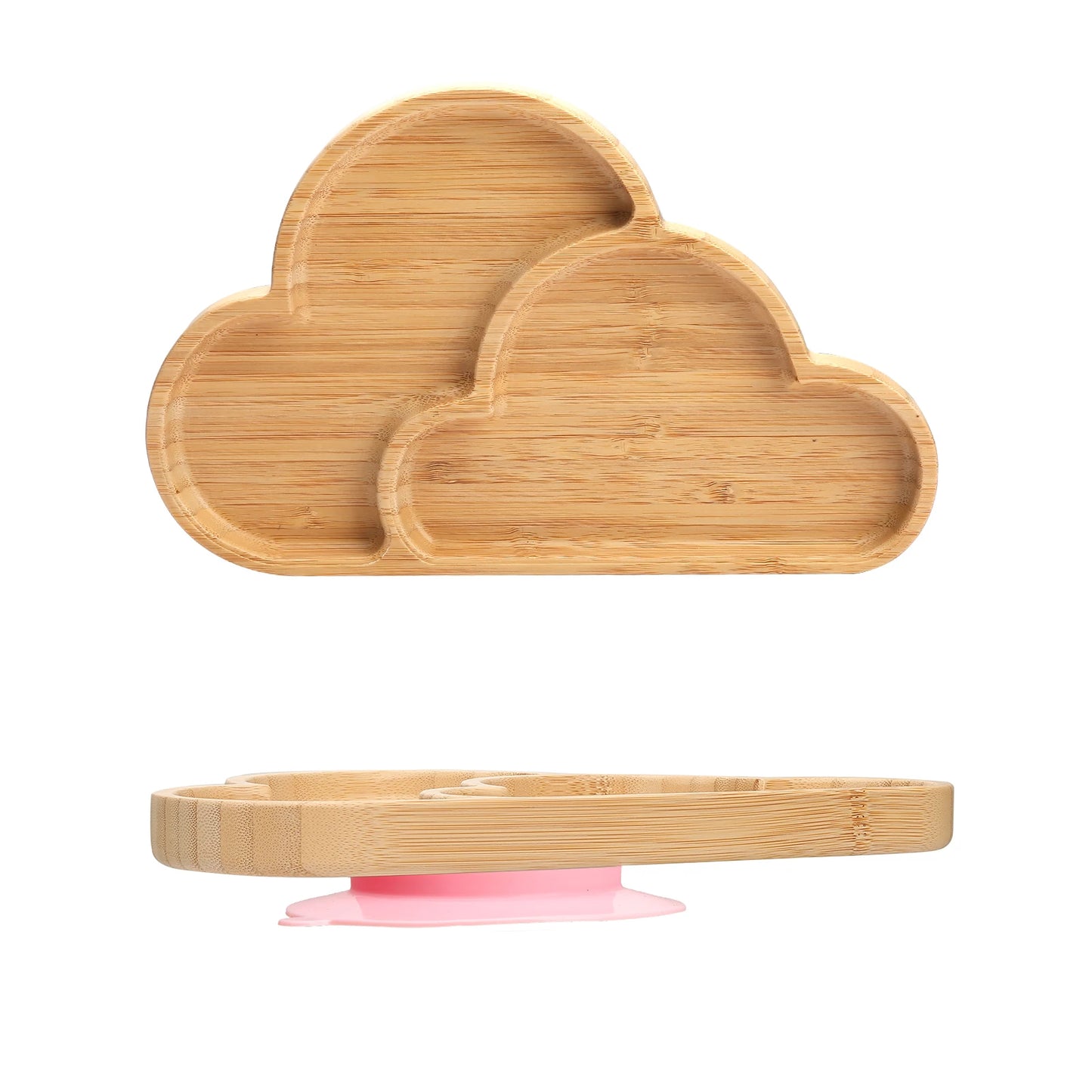 Children's wooden plate with silicone suction cup