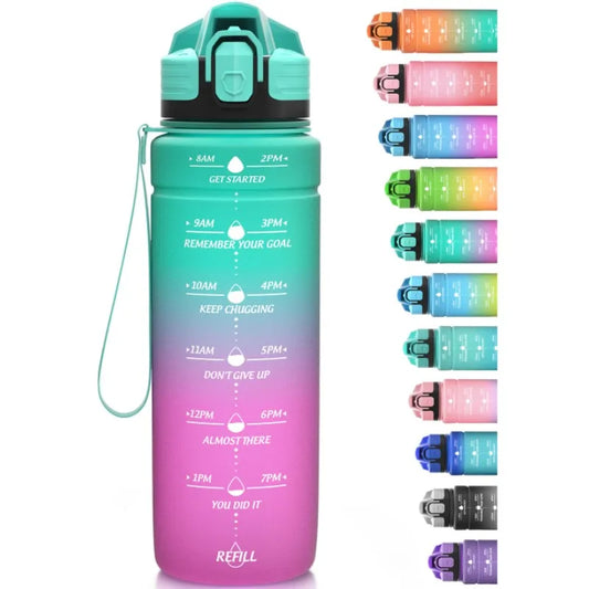 water bottle with time markings