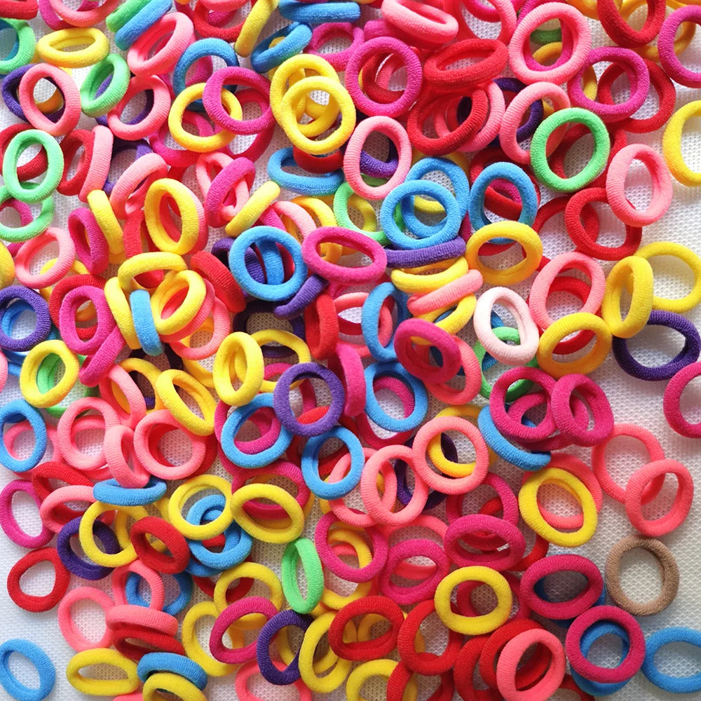 100x Colorful Rubber Hair Ties