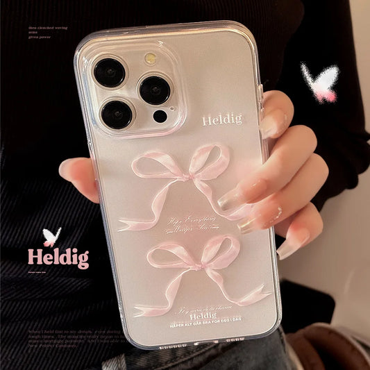 Funda para teléfono con lazos rosas