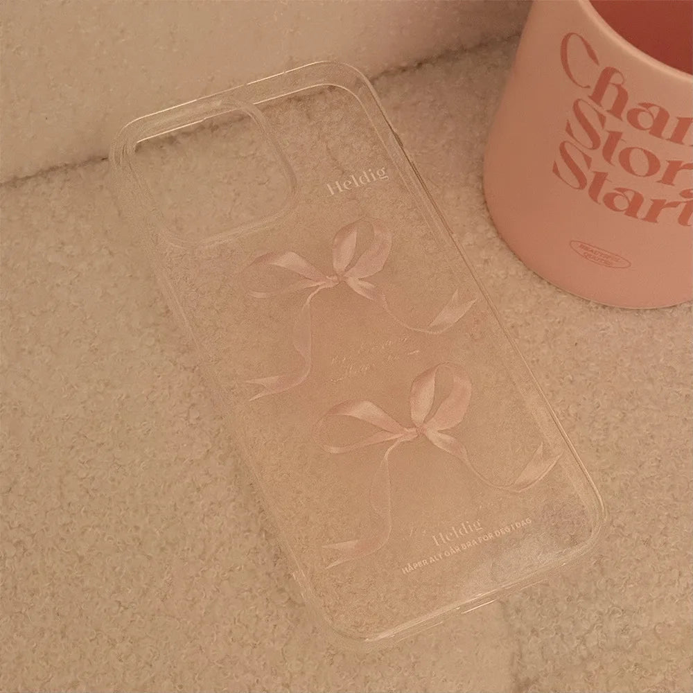 Funda para teléfono con lazos rosas