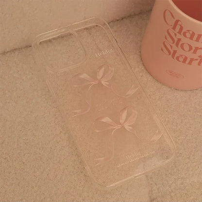 Funda para teléfono con lazos rosas