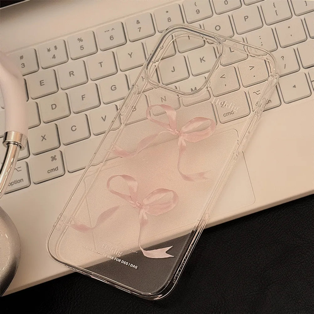 Funda para teléfono con lazos rosas