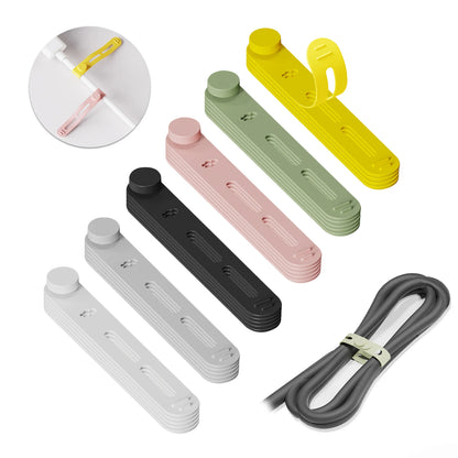 Silicone cable organizer with button closure