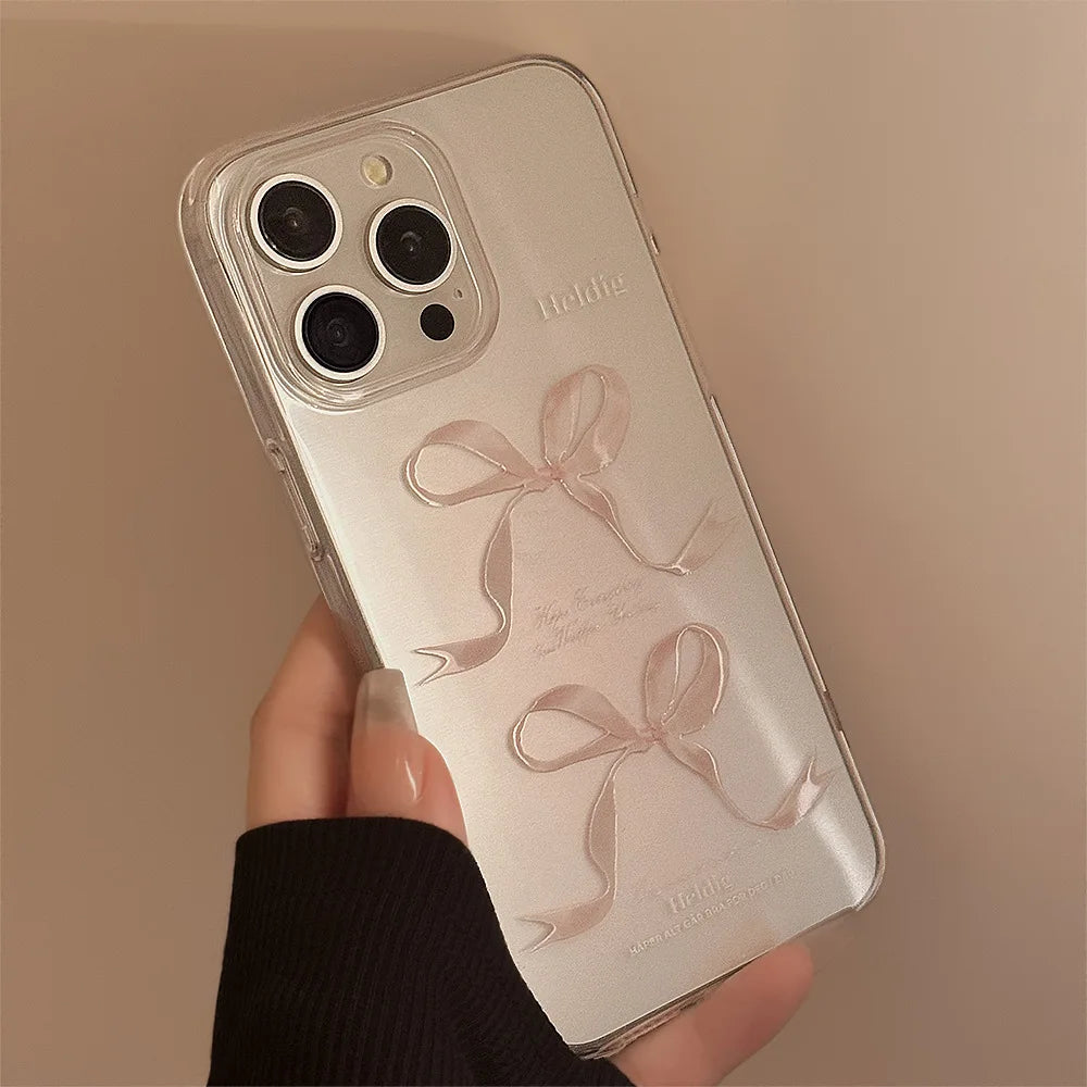 Funda para teléfono con lazos rosas