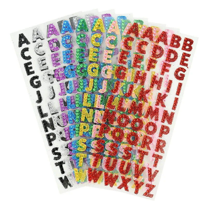 glitter letter stickers