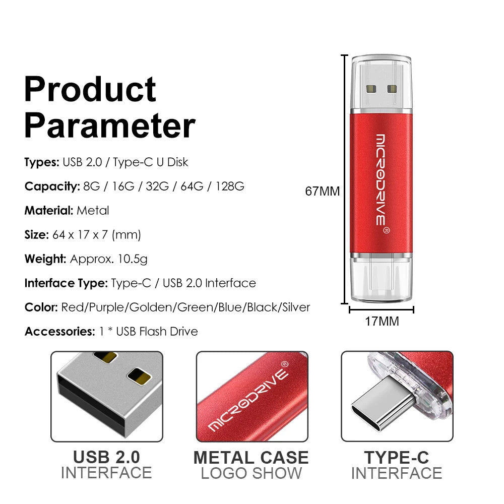 Memoria USB-C y USB 2.0 OTG