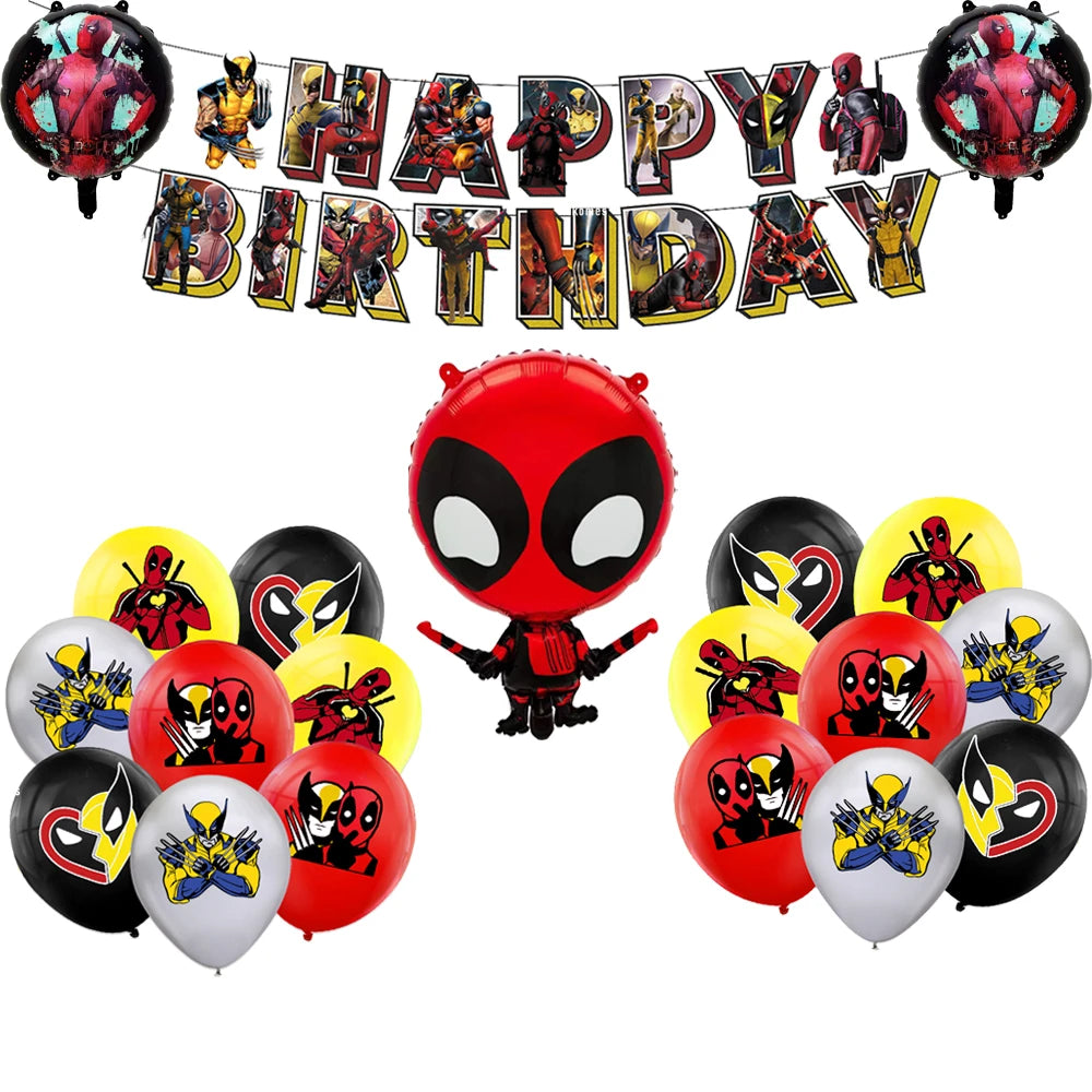 Decoraciones para fiestas de Deadpool y Wolverine