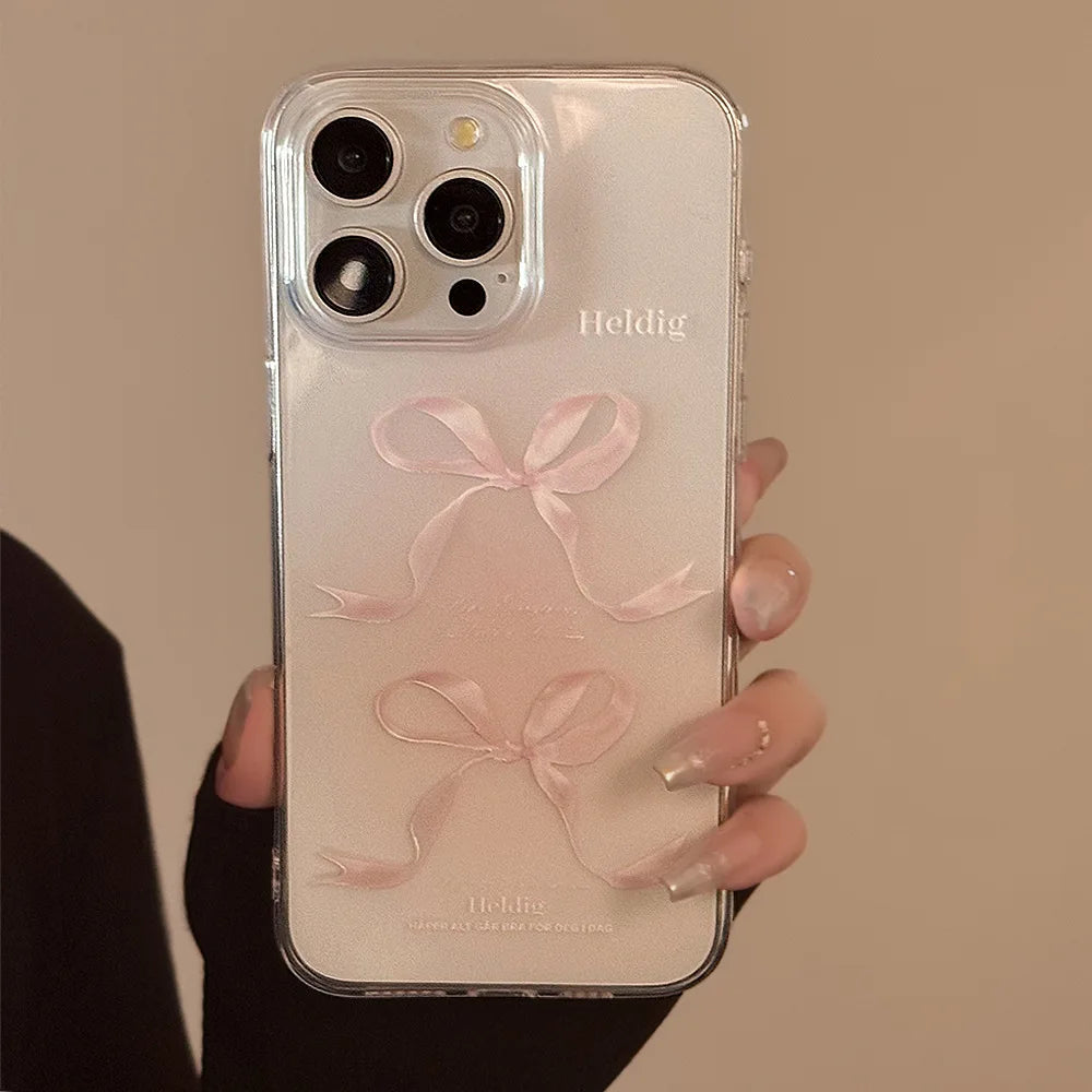 Funda para teléfono con lazos rosas