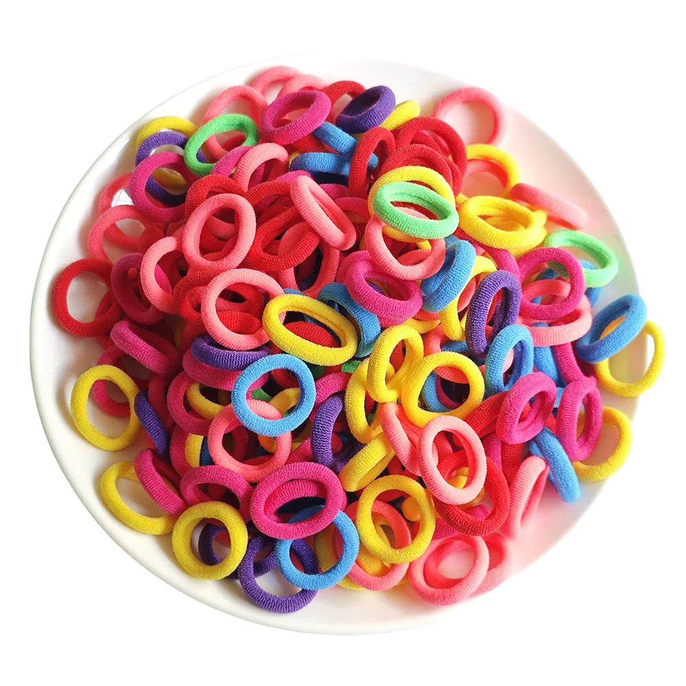 100x Colorful Rubber Hair Ties