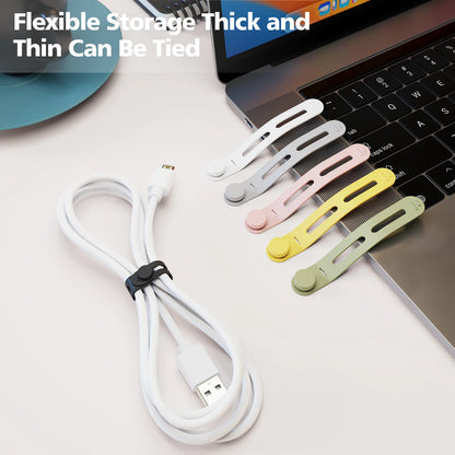 Silicone cable organizer with button closure