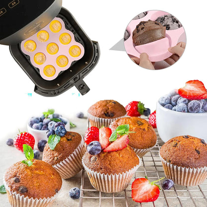 Molde de silicona reutilizable para mini cupcakes con 9 cavidades