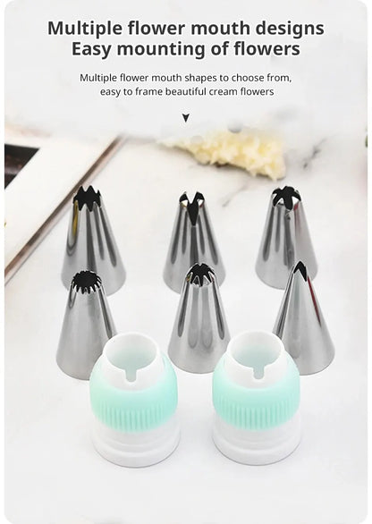 15-piece set of stainless steel decoration nozzles set with plastic scraper for cake and cookie decoration 