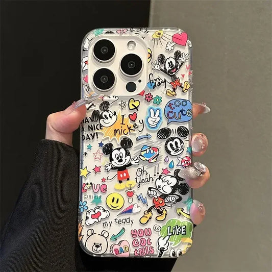 Funda para teléfono con grafiti de Mickey y Minnie de Disney 