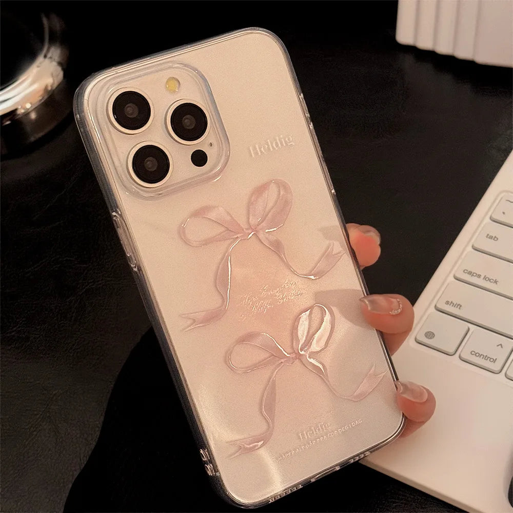 Funda para teléfono con lazos rosas